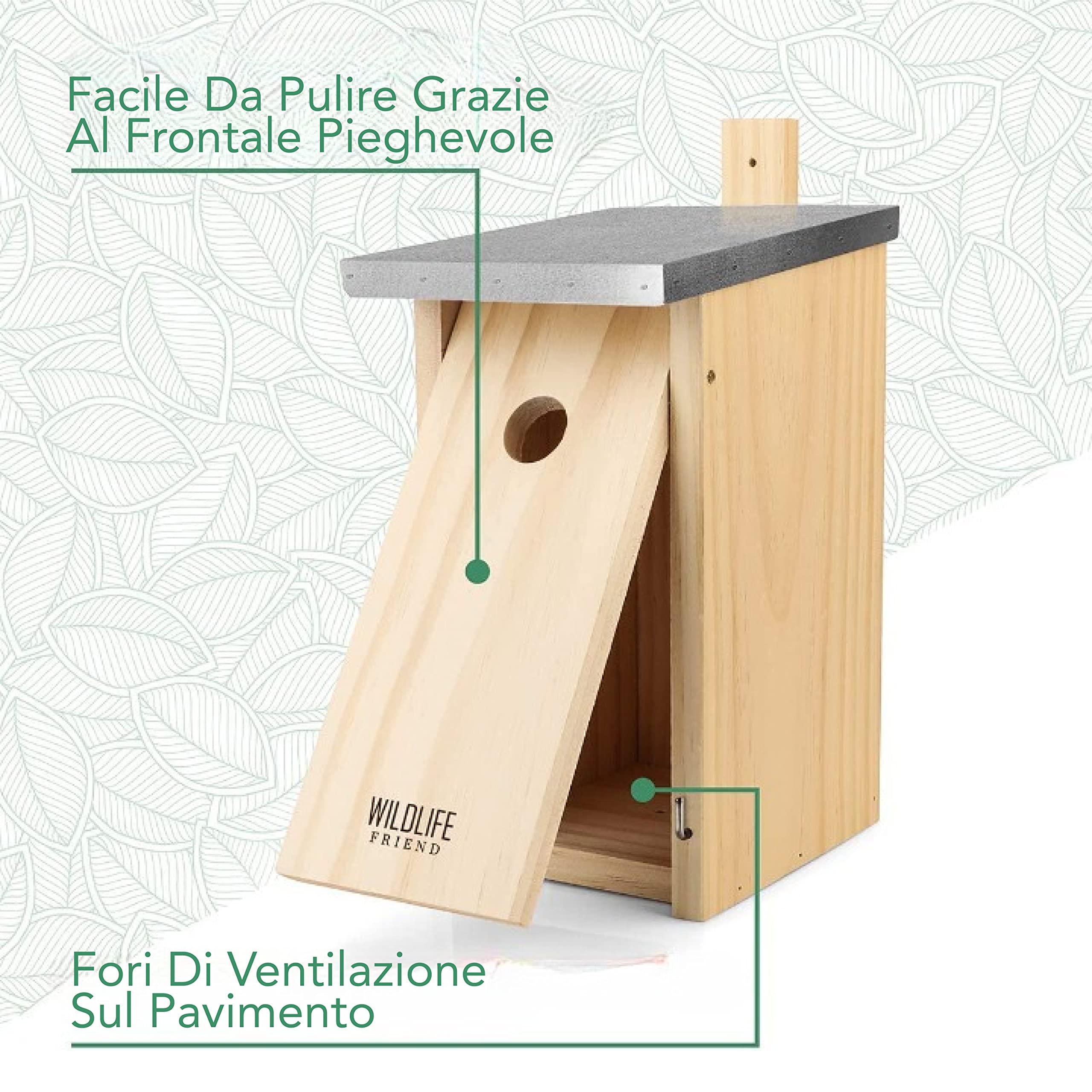 WILDLIFE FRIEND I Casetta per Uccellini da Esterno - Da Appendere in Giardino come Nido per Passeri, Cinciallegre e Altri Piccoli Uccelli - Resistente alle Intemperie - In Legno Massello - 33x15x22 cm
