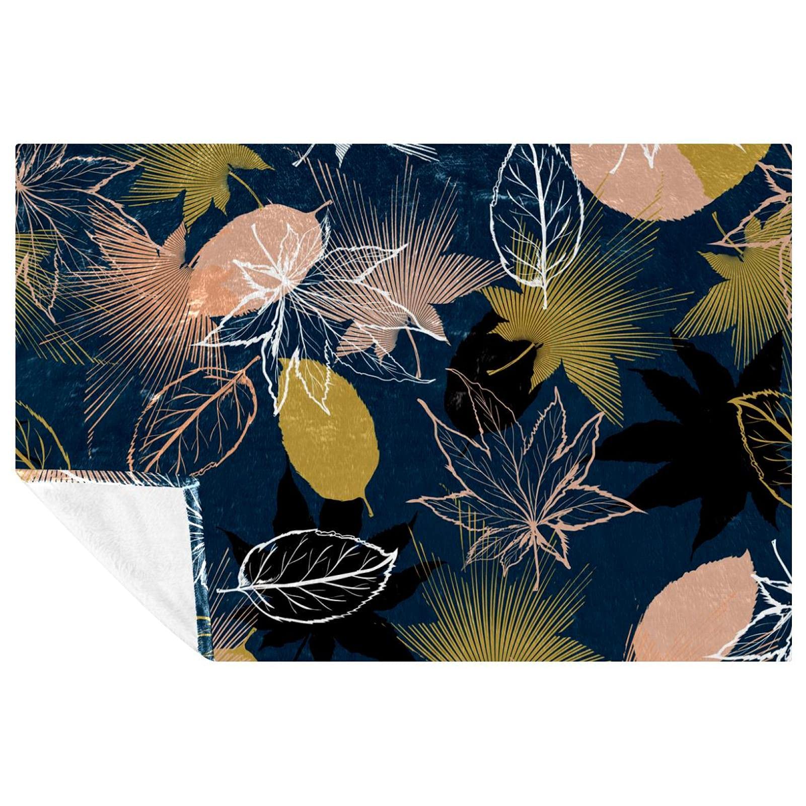 Couverture chaude contre le froid plaid feuilles 150x100 cm doux et cocon