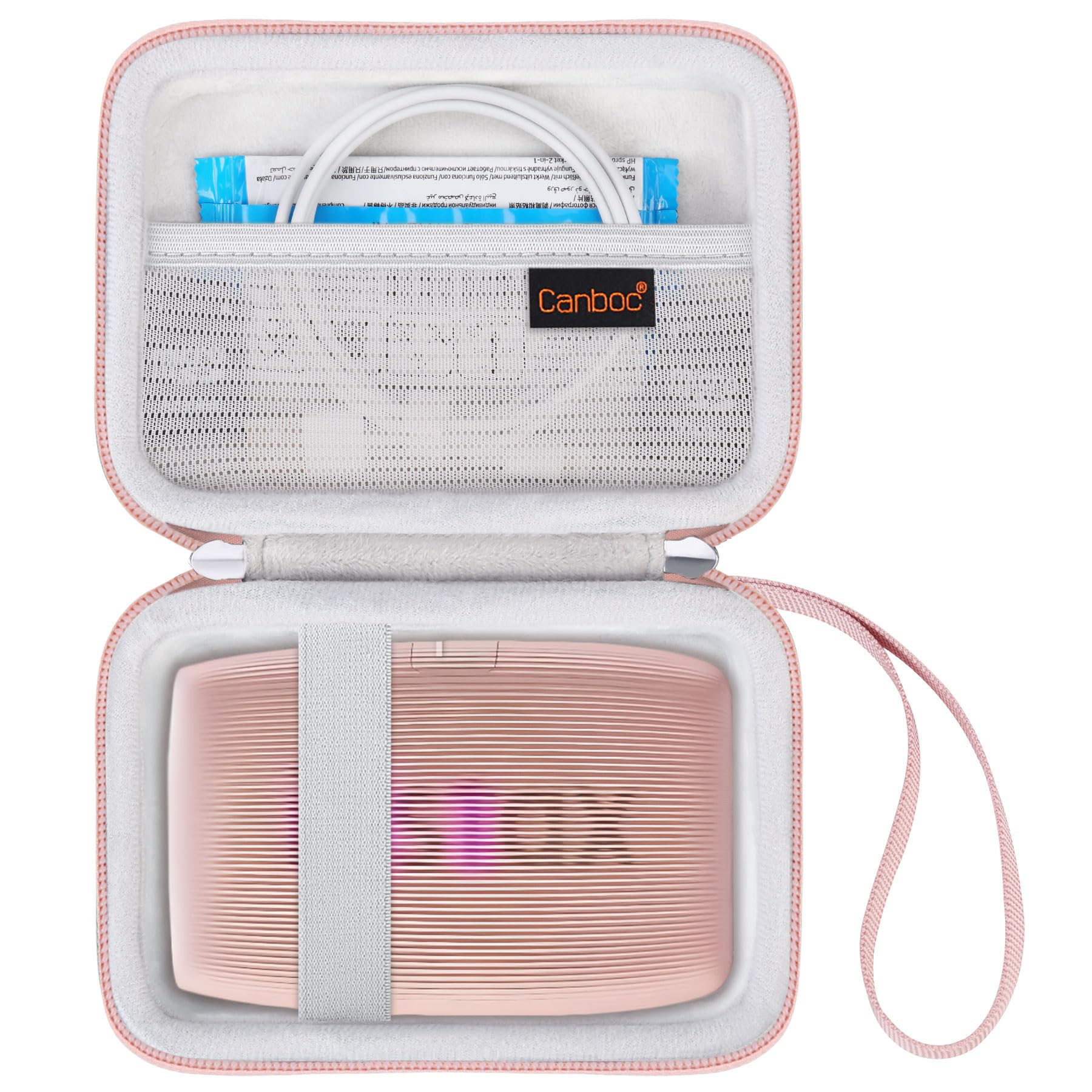 Canboc Carrying Case for Fujifilm Instax Mini Link 3/2/1/ Instax Mini Link+ Smartphone Printer, Mesh Pocket fit Instant Film and Cable, Soft Pink (Case Only): Rose Gold