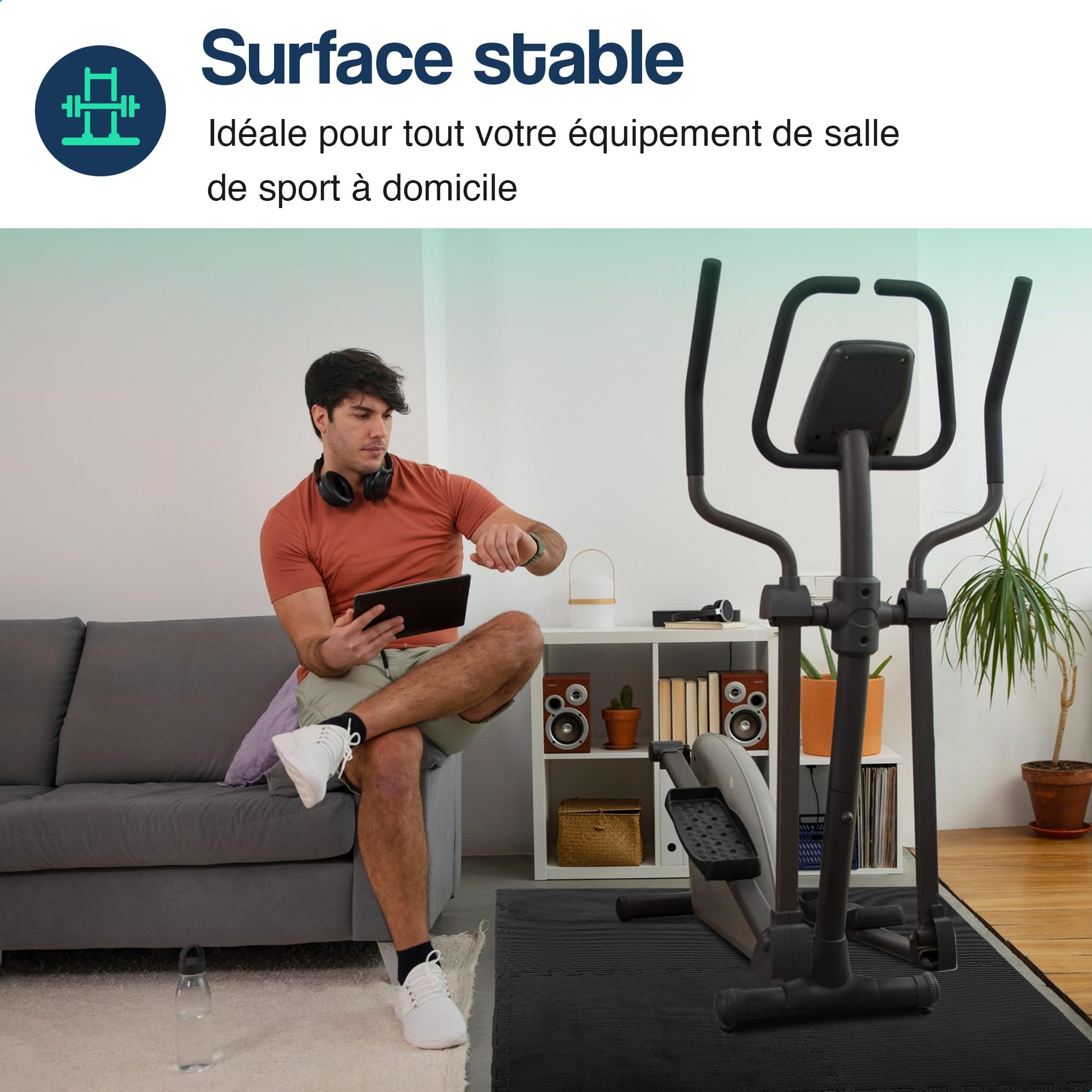 Hulser Tapis Puzzle de Fitness - 60 x 60 x 1,2 cm - Tapis de Protection de Sol pour salles de Sport et Maison - pour appareils de Fitness - d'entraînement