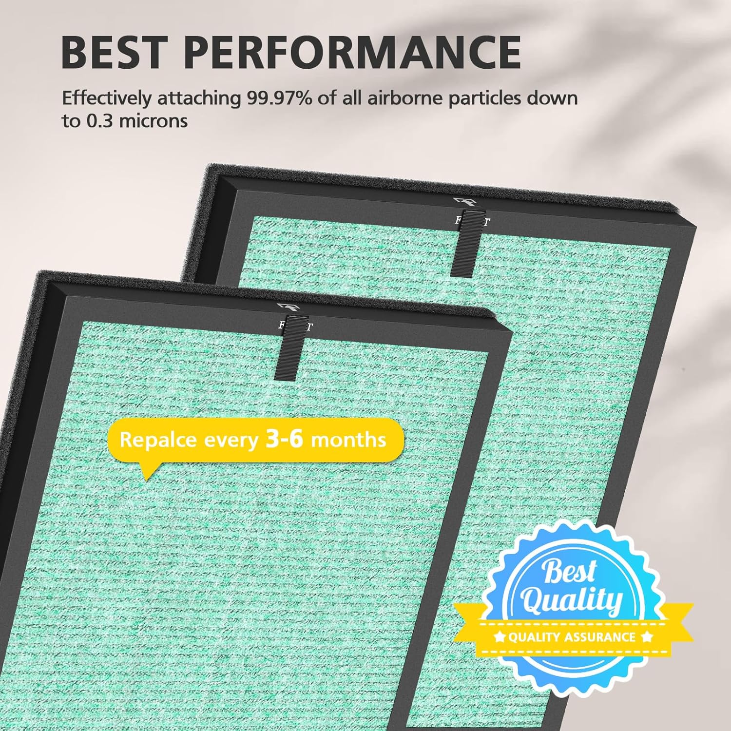 MR5866 Replacement Filter Pet Care Compatible with MORENTO MR5866 Air Purifier, 4-in-1 Filtration Filters for Home Large Room, MR5866 Pet Dander Filter for 99.97% Air Pollutants, Odor, Green, 2 Pack