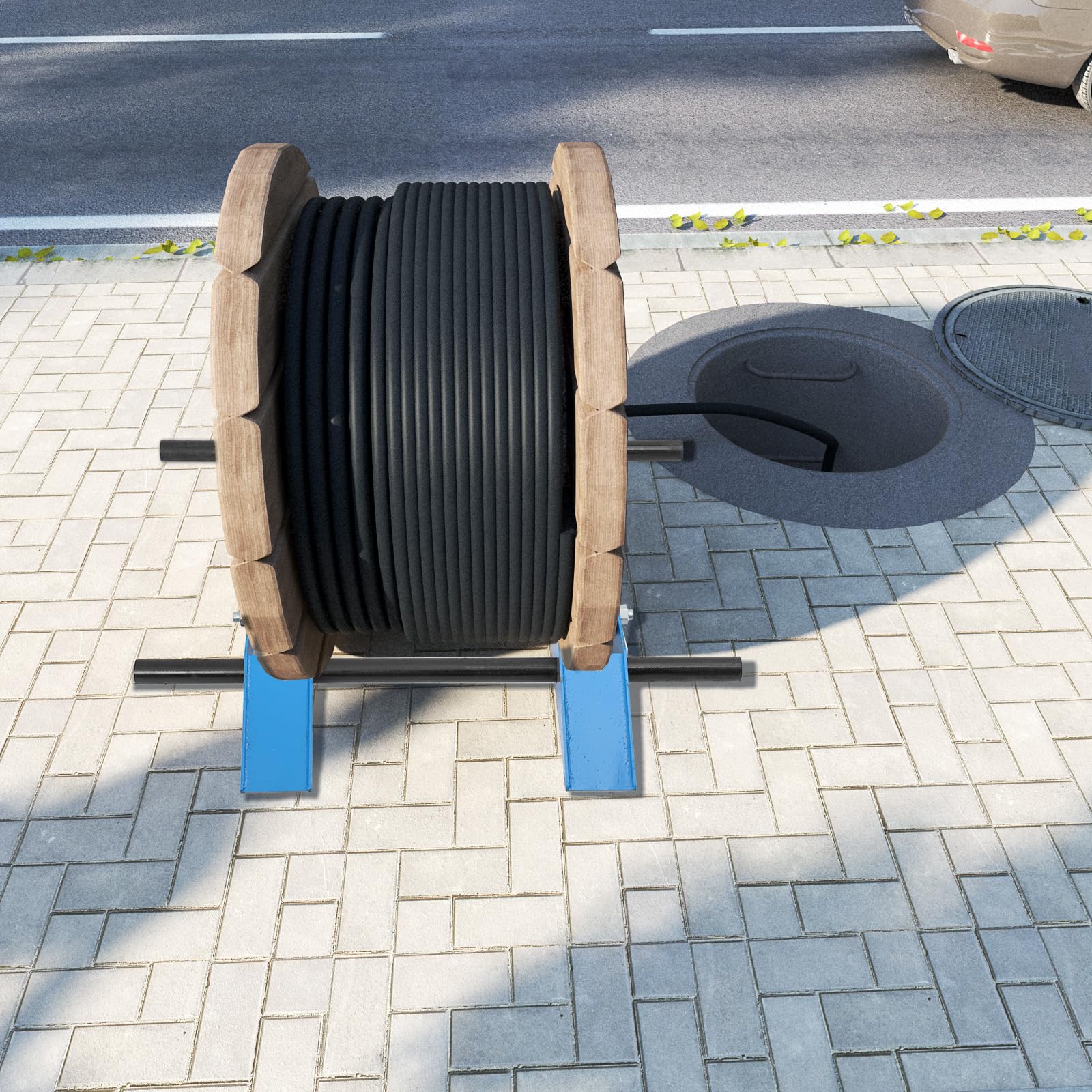 Dispensatore di Cavi in Acciaio ad Alta Resistenza, Supporto Rotante 2000 kg Classe Industriale, Svolgitore per Bobine Ø30-120cm, Portabobine Con Rullo Regolabile A 3 Livelli