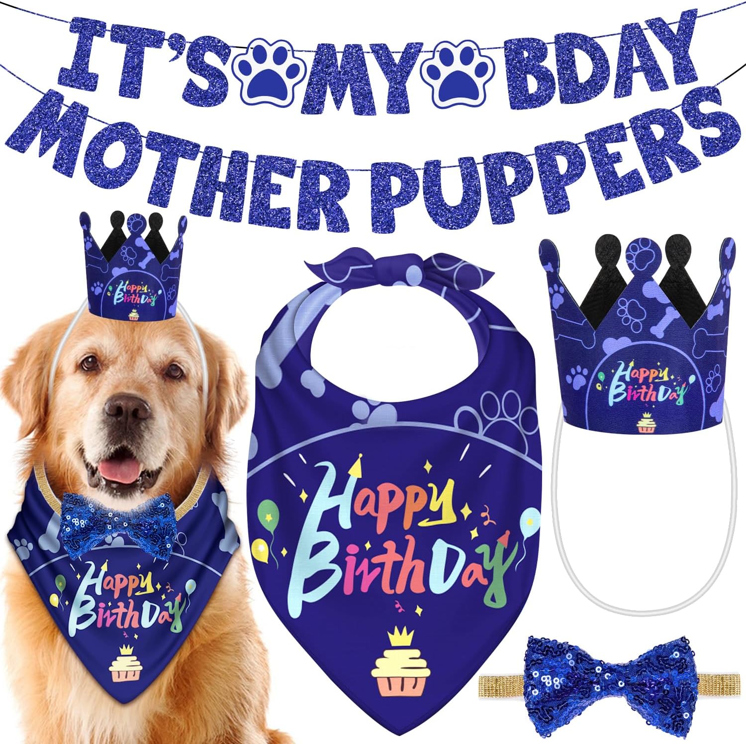 Dog Birthday Bandana Hat Set Dog Birthday Party Supplies