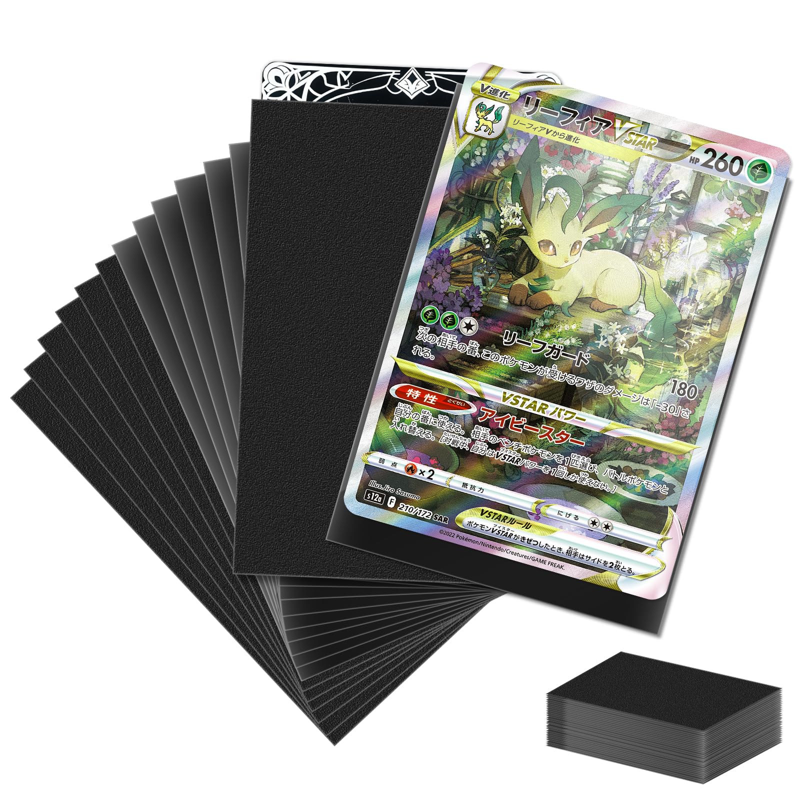 100 bustine protettive per carte, antiscivolo e anti-impronte per Pokémon, fronte trasparente e retro nero satinato, adatte per MTG, TCG, Magic, carte sportive e carte da baseball (66x91 mm)