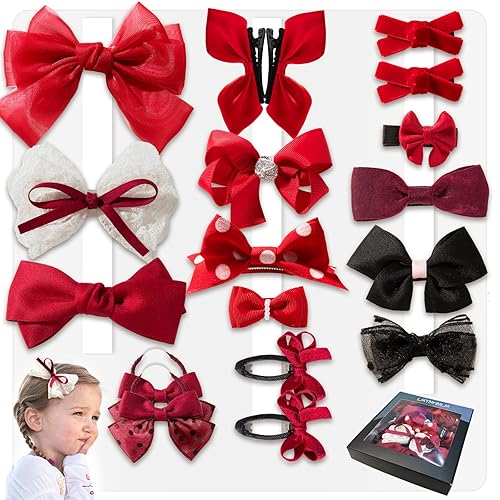 18 lazos para el pelo para niñas, adolescentes, niños pequeños, mujeres. Pasadores para el cabello totalmente forrados, pinzas de pelo de cocodrilo,