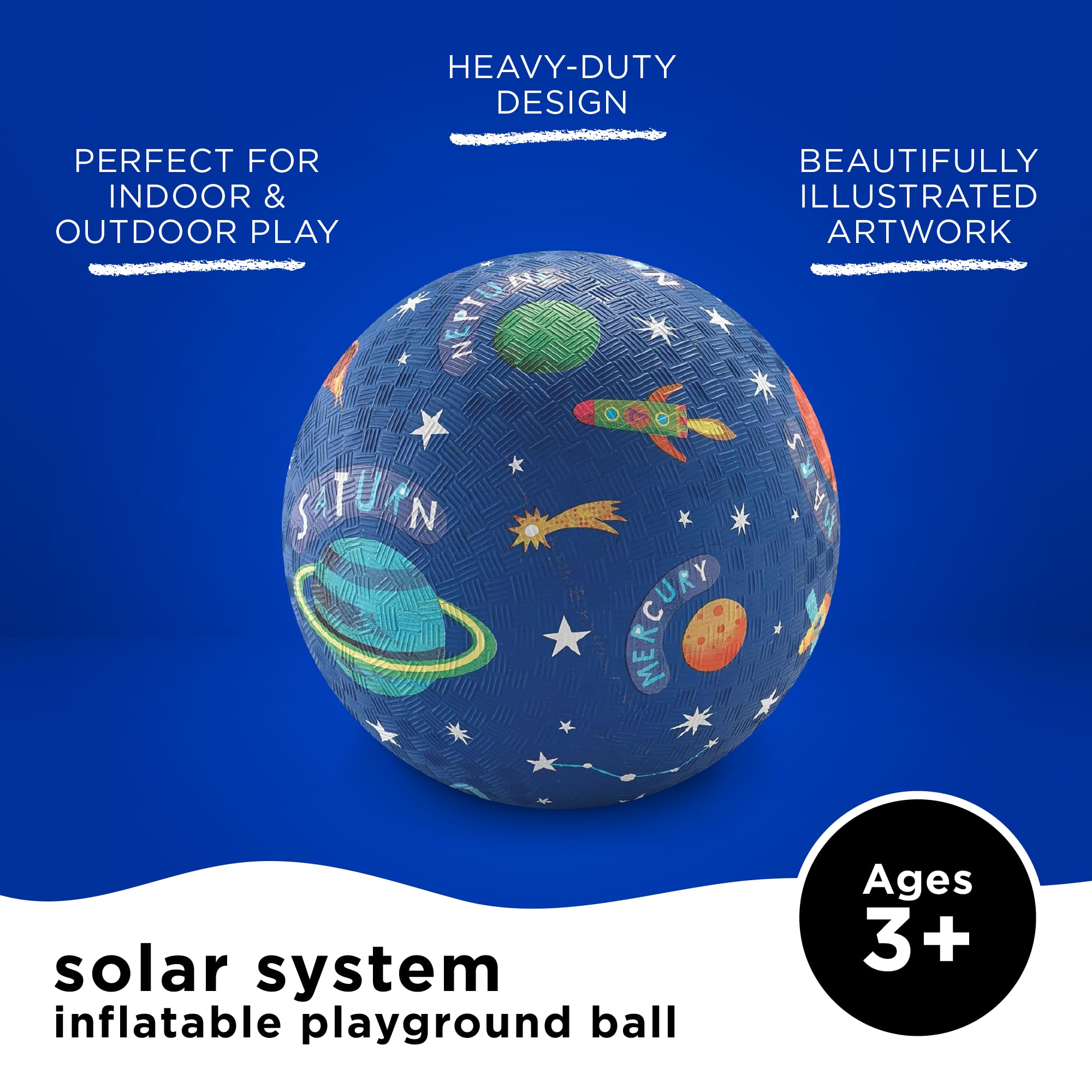 Crocodile Creek Kleiner Gummi-Spielplatzball, 17,8 cm, für Kinder ab 3 Jahren, Wird aufgeblasen und PVC-frei geliefert, langlebiges Design für Indoor-, Outdoor-Spiele und aktive Sportarten,