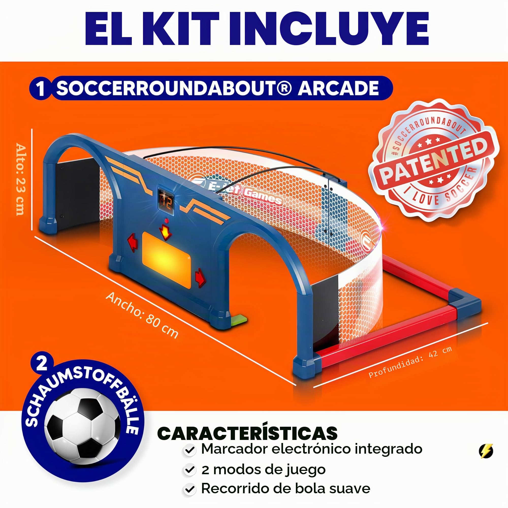 E-JET Juguete de fútbol para 6, 7, 8, 9, 10 años, diversión deportiva para jardín, interior y exterior, ejercicios de fútbol, regalos para niños y niñas