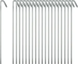20 Pack Heavy Duty Galvanized Tent Stakes for Camping and Gardening