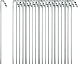 20 Pack Tent Stakes for Outdoor Camping, Heavy Duty Metal, Galvanized Rust-Free Yard Stakes, 20 Garden Edging Fence Hooks, Garden Stakes for Gardening & Canopies, Tent Pegs - by Ram-Pro