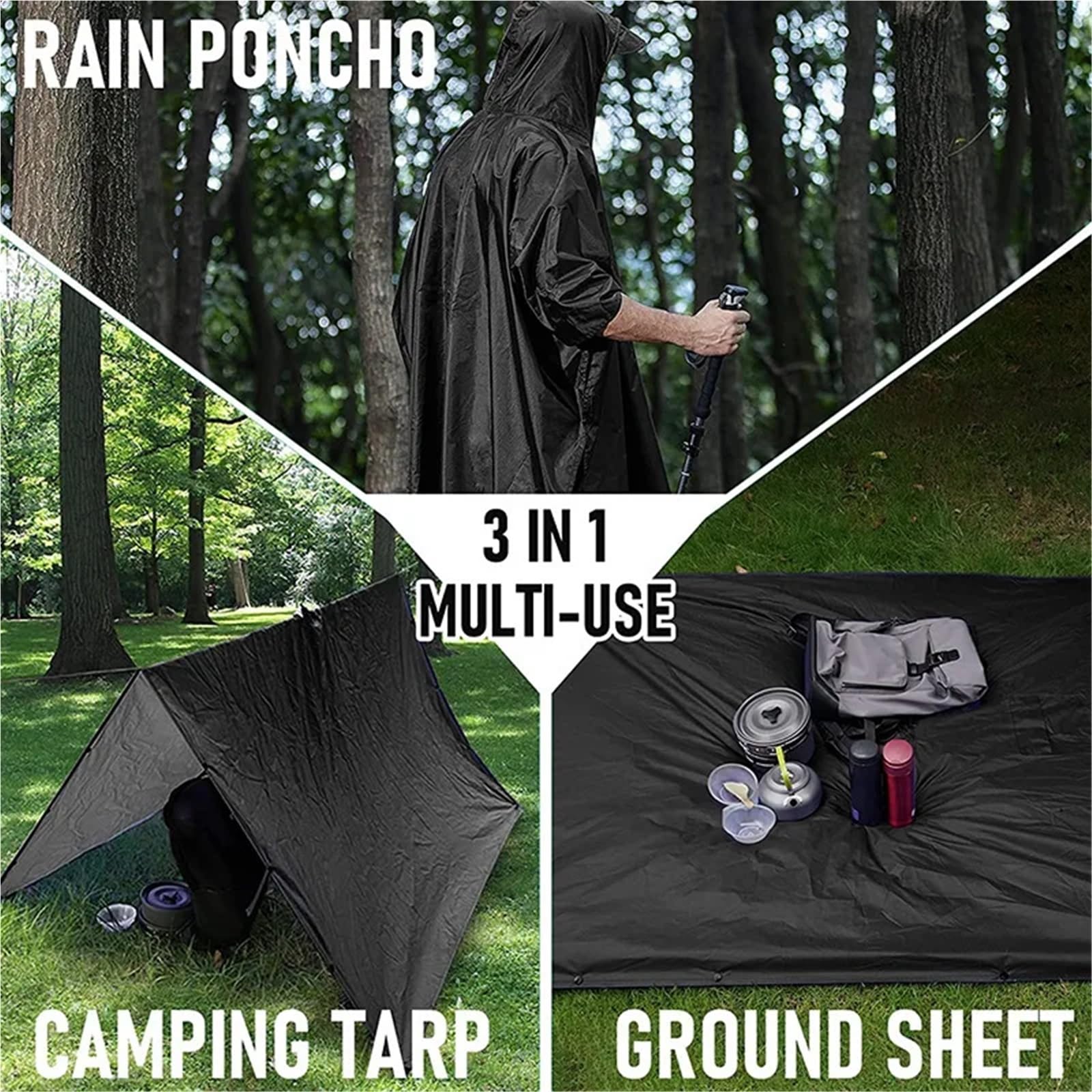 1 poncho antipioggia multifunzionale 3 in - Impermeabile e traspirante for esterni, for escursionismo, campeggio, alpinismo