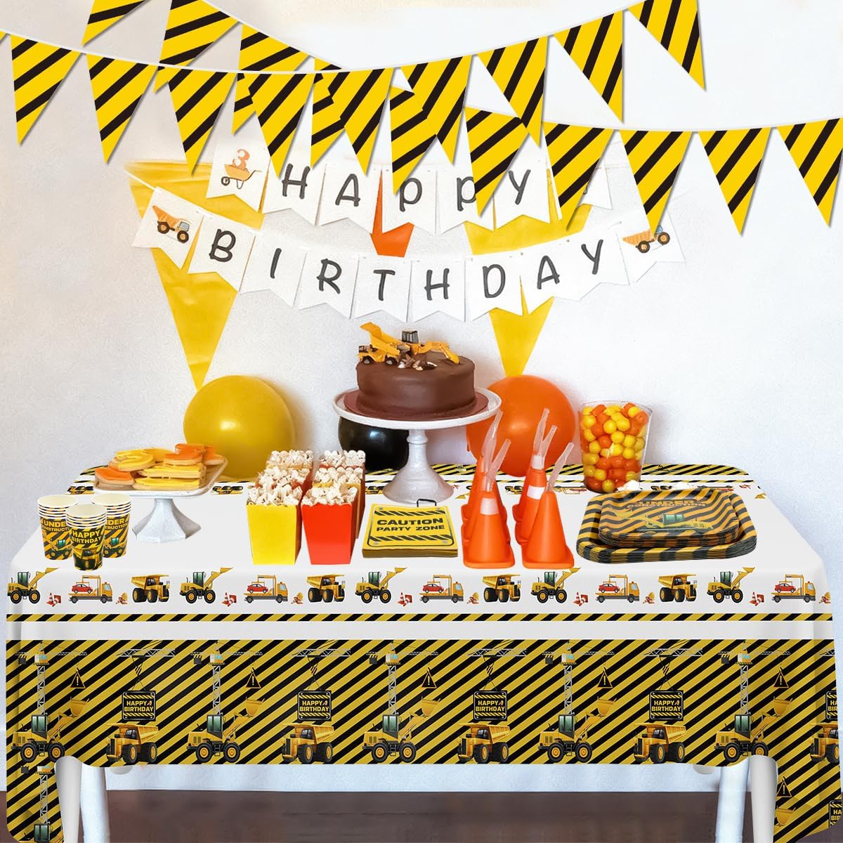 83 Pcs Construction Birthday Decorations Construction Birthday Party Supplies Includes Plates, Cups, Napkins, banner for Kids Boy Dump Truck Theme Party Favor - Image 4