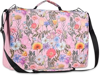 Shulaner 500 Slots Colored Pencil Case Organizer with Zipper Large Capacity Flower Pen Holder Bag for Painter or Artist (Pink, Small Slots)