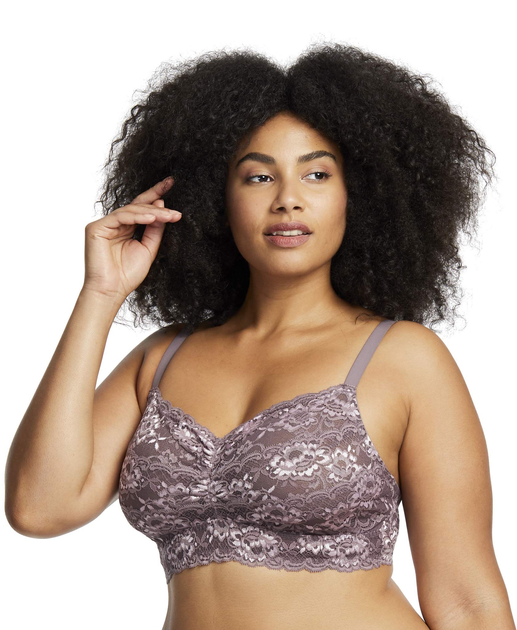 Montelle Women's Wirefree Cup Sized Stretch Floral Lace Bralette