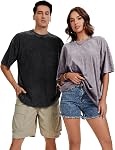 CHICALLURE Mens Oversized T Shirts Unisex Loose Fit Shirt Basic Vintage Washed Short Sleeve Tee Tops