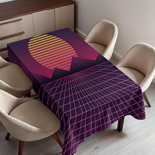 Ambesonne Synthwave - Mantel de sol a rayas con montañas triangulares, obra de arte retro a cuadros, mantel rectangular para decoración de comedor, disponible en Yaxa Guatemala