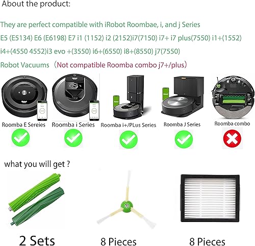 Miniatura 3 de Piezas de repuesto para iRobot Roomba evo Combo i7 i7+ i3 i3+ i4 i4+ i6 i6+ i8 i8+ i1 i2 i5 j5 j7 j8 plus e5 e6, compatibles con kits de accesorios