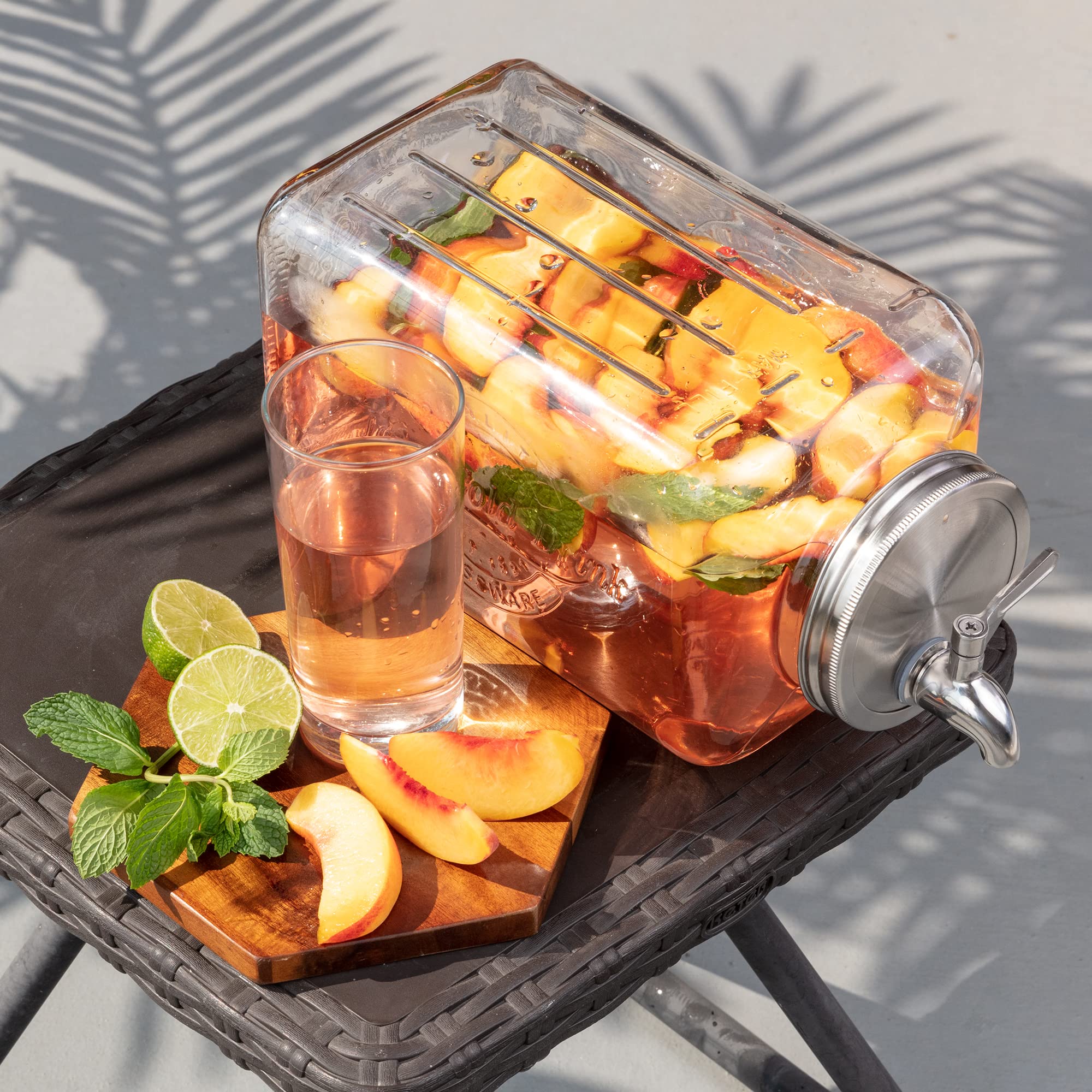 Buy Glass Beverage Dispenser for Parties 100 Leakproof Stainless