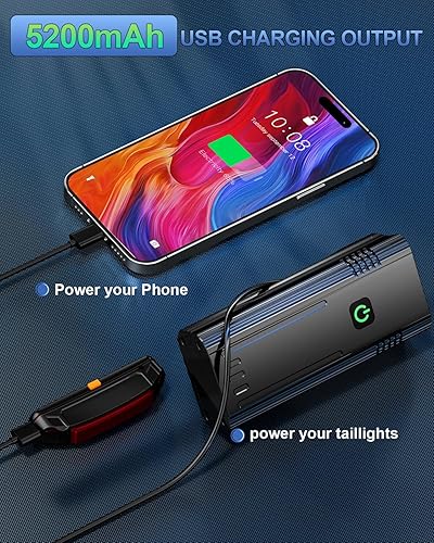 Miniatura 5 de 6 LED Super Bright Bike Light for Night Riding,10000 Lumens Upgrade Aluminum 6000 mAh Rechargeable Bicycle Light,Runtime 48+hrs,10 Modes Waterproof