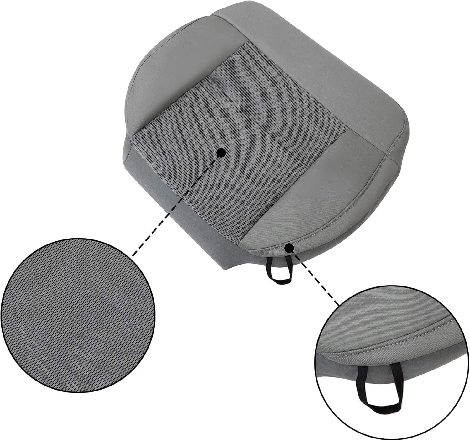 Driver Side Bottom Cloth Gray #E Seat Cover & Foam Cushion Perforated Compatible with Ford F-150 XLT STX FX4 2004 2005 2006 2007 2008