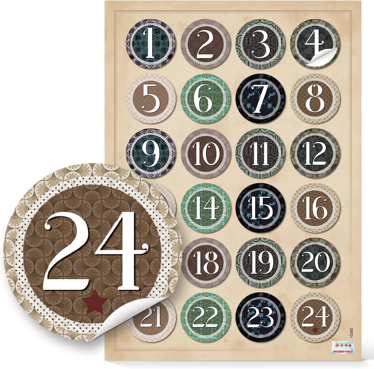 Zahlenaufkleber Adventskalender - 24 Stück Runde Sticker 1-24 Für Weihnachten