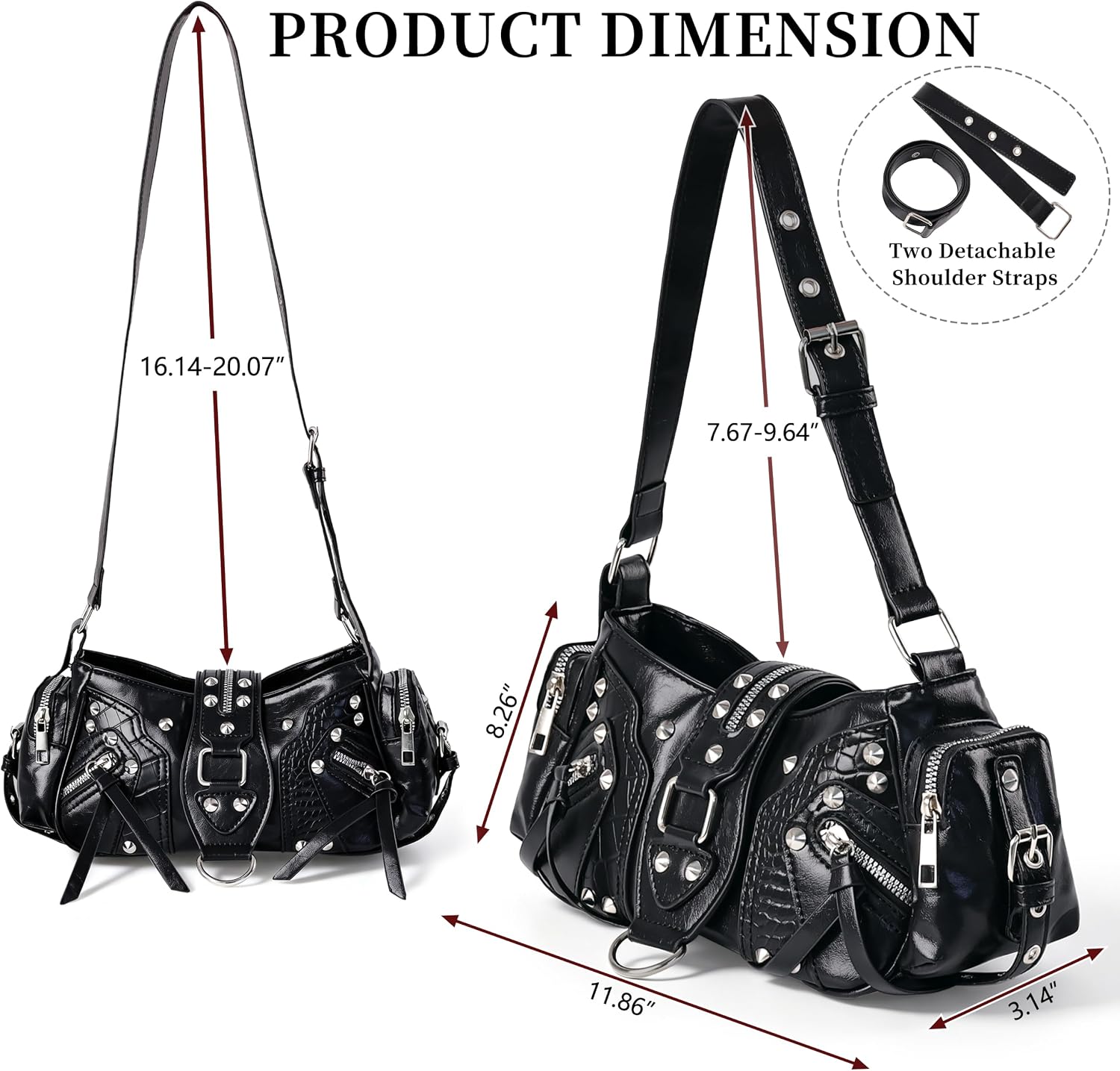 Y2K Purse, Shoulder Bag for Women Trendy, Black Hobo Handbag