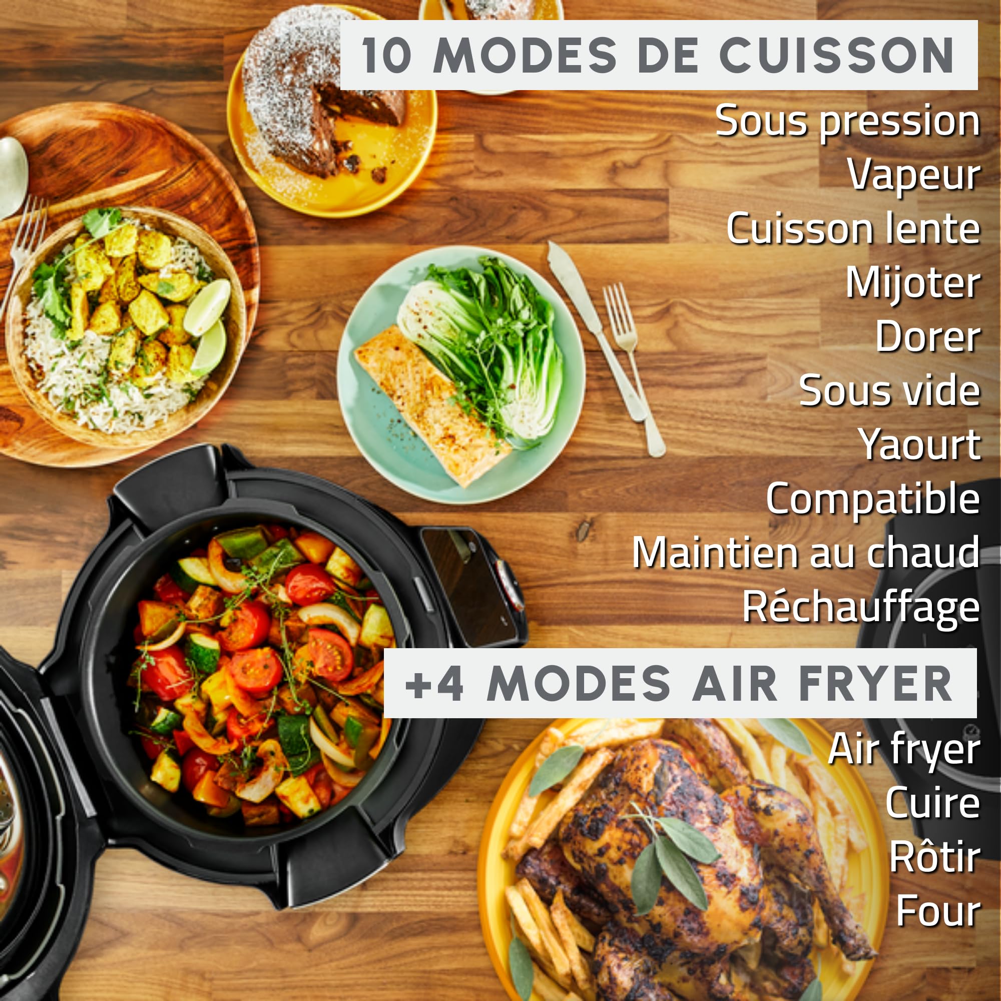 Moulinex Cookeo Wi-Fi mit Extra Crisp, Multicooker 14 Kochmodi, Druckkochen, Air Fryer, einfache Rezepte Schritt für Schritt, CE96X8F0