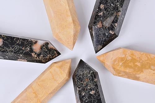 Miniatura 7 de CNYANFEI Varita de aventurina amarilla de 8 pulgadas, torre de piedras preciosas hexagonales de cristal naranja natural para decoración del hogar,