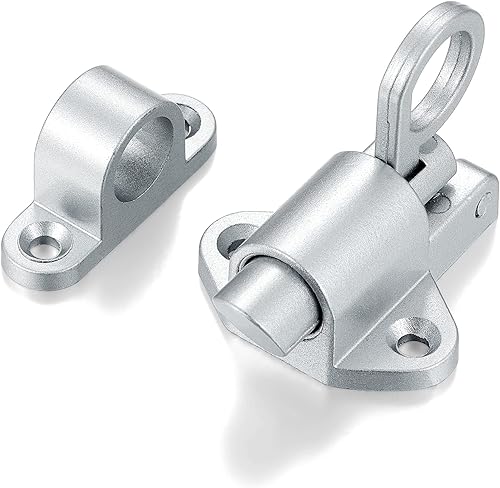 INIRET 4 Packs Self-Closing LatchesSilver Gray Spring Door LockResilient Bolt Latch Aluminum Alloy Safety Automatic Spring Barrel Slide Door Lock