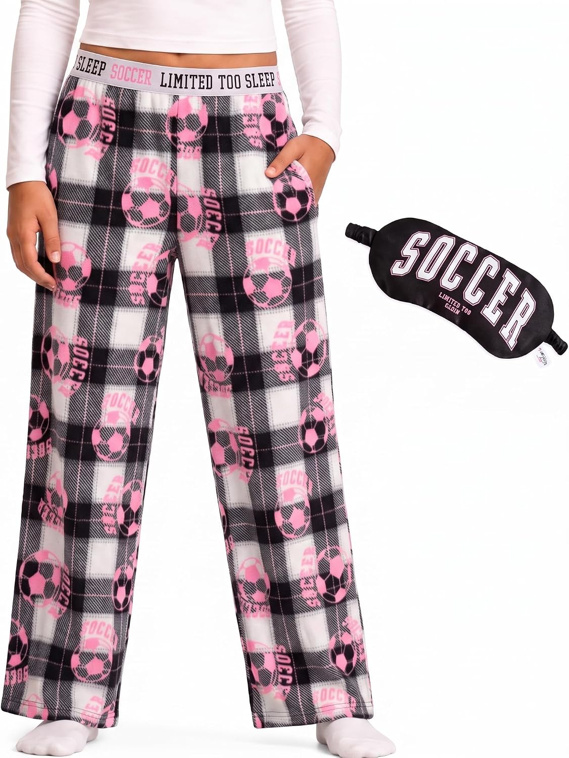 Limited Too Girls Pajama Pants Soft Micro Fleece Plaid Sleep Bottoms