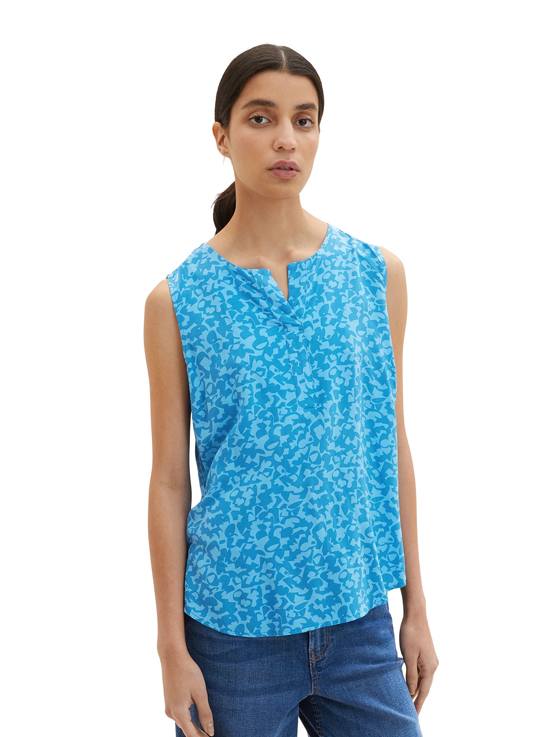 TOM TAILOR Ladies Blouse 1035254, 31746 - Blue Geo Design, 38