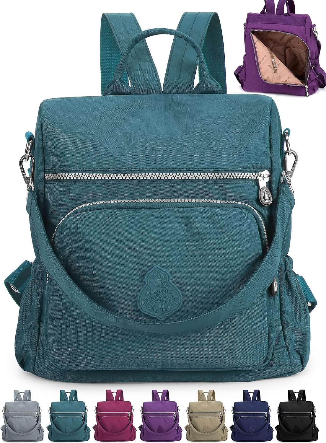 Backpack Purse for Women Anti-Theft Travel Convertible Shoulder Bag Nylon Waterproof Casual Daypack Satchel (Blue)