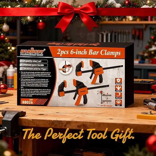 Vista 2 de HORUSDY Abrazaderas de barra de 6 pulgadas para carpintería, paquete de 2 abrazaderas de agarre rápido, abrazadera F resistente y separador