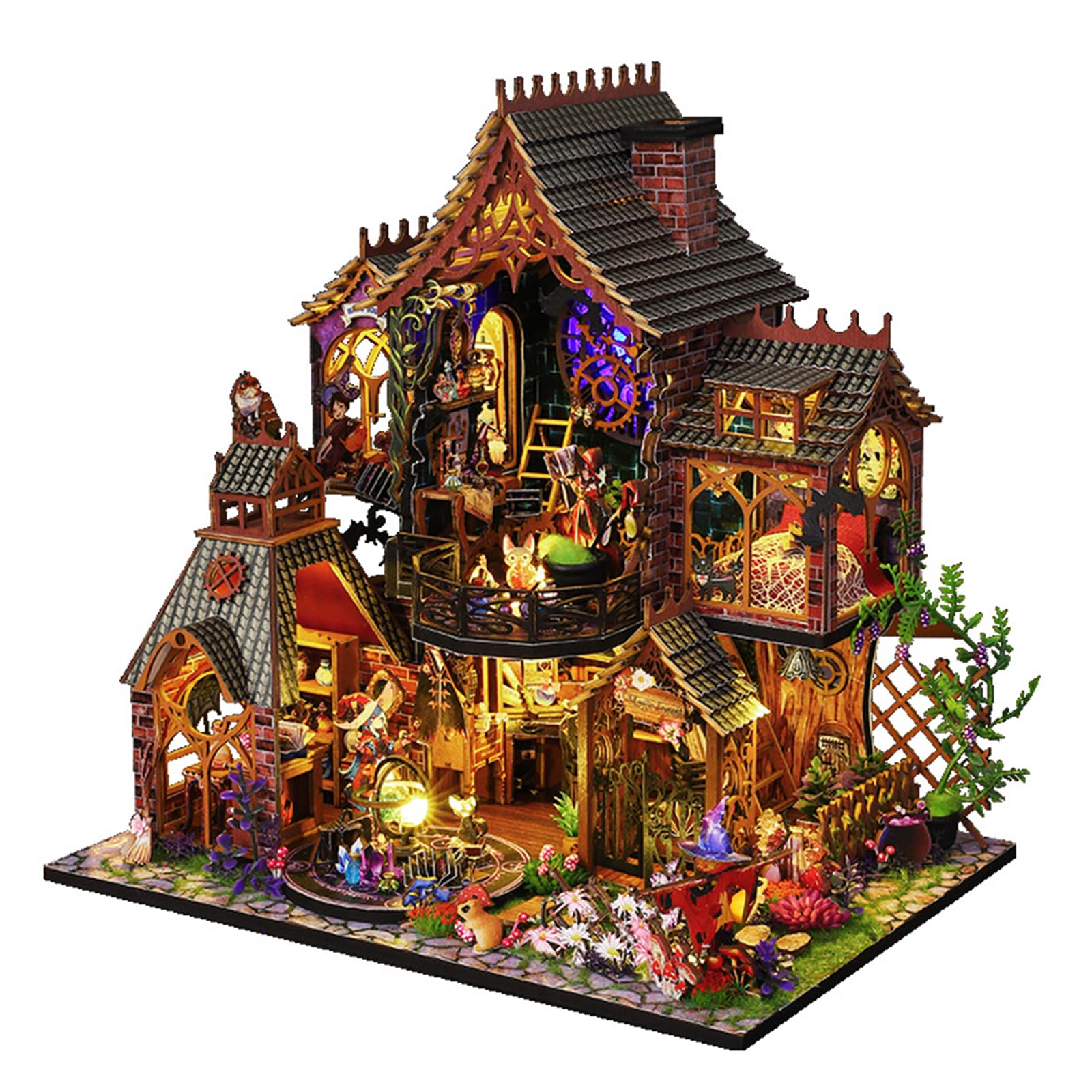 DIY Magic Forest Book Nook Kit, Wooden Miniature DollHouse Model Kits for Adults to Build, Tool Not Included
