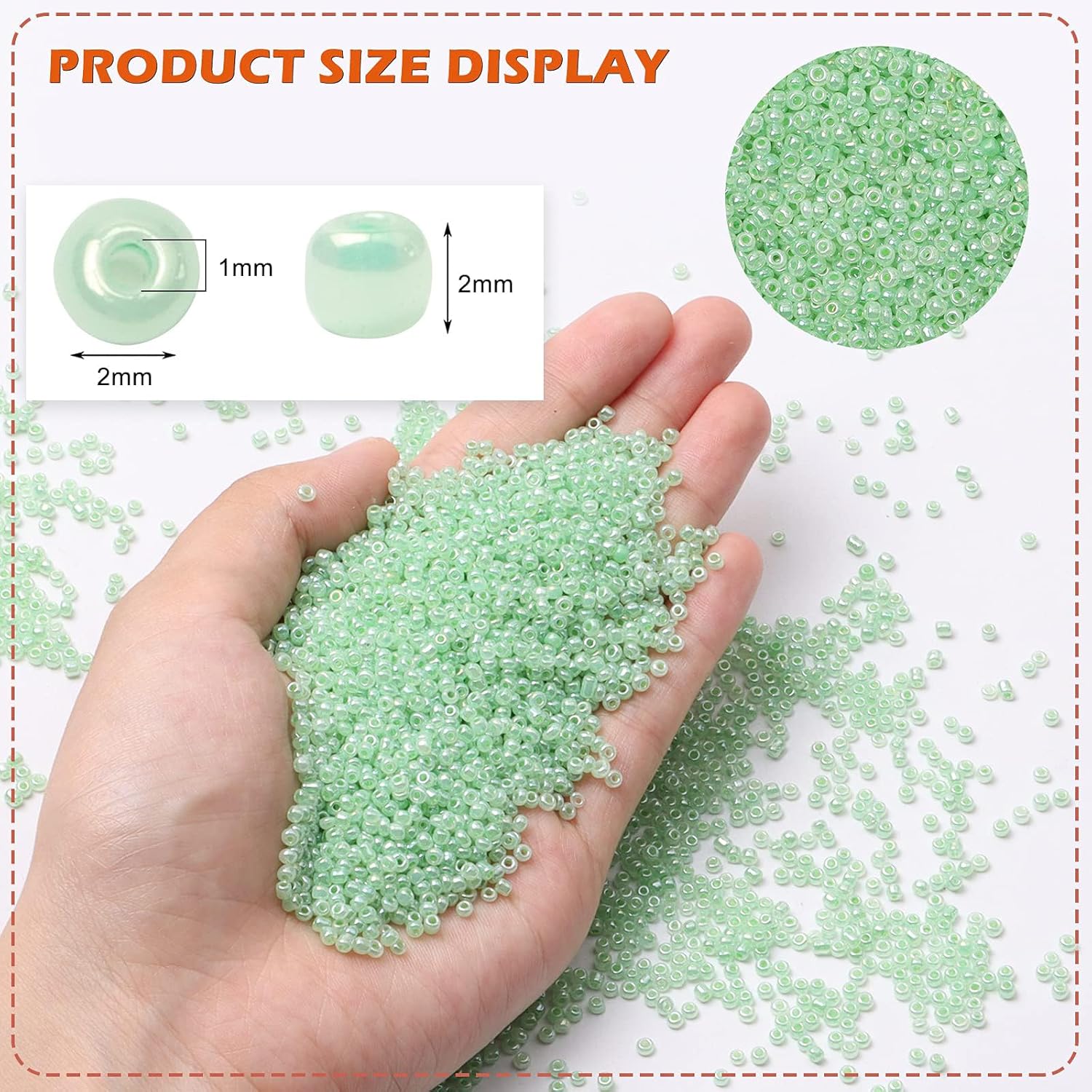 10000pcs Light Green Glass Seed Beads Bulk,2mm 12/0 Seed Pony Beads for Bracelets,Necklace,Jewelry Making -Waist Spacer Bead for DIY Craft Projects - Image 2