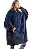 Oversized Blanket Hoodie Sweatshirt&comma; Wearable Sherpa Lounging Pullover for Adults Women Men