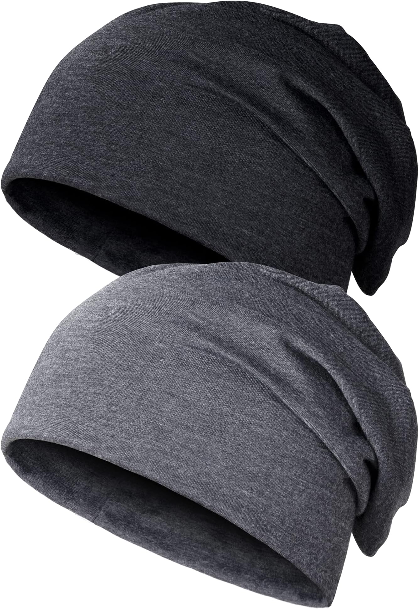 2pcs Unisex Slouchy Beanie Cap, Winter Slouch Beanie Hat, Jersey Skull Cap for Men and Women