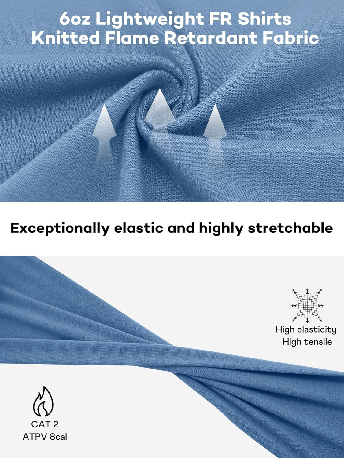 FR Shirts for Men 6oz Lightweight Stretch Work Shirt with Decorative Shoulder Stitch Design Flame Resistant Long Sleeve CAT2