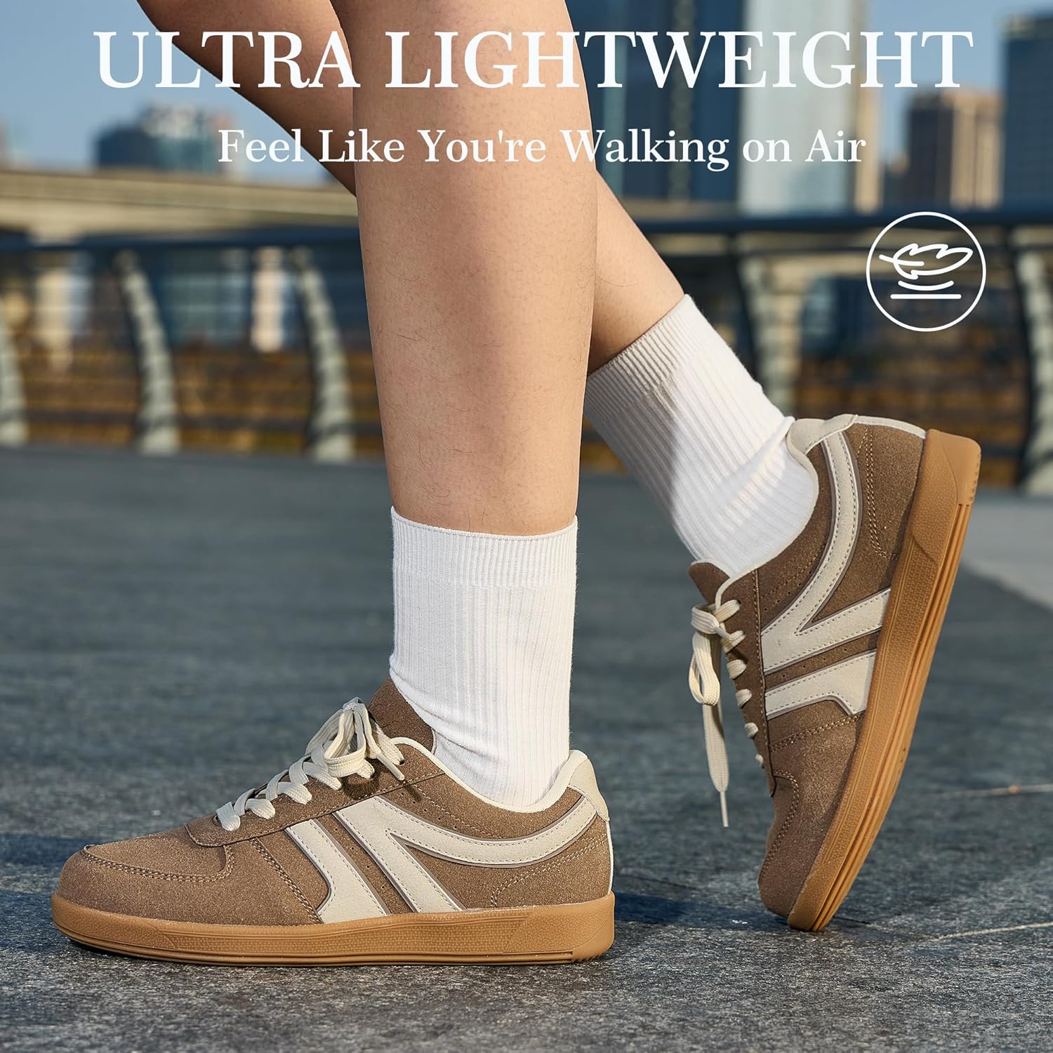 Casual Sneakers for Women Fashion Classic Retro Zero Drop Rubber Sole Leather Tennis Skate Shoes Anti Slip Walking Trainers