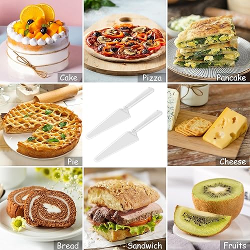 Miniatura 5 de 50 piezas desechables para tartas, espátula de plástico de 9 pulgadas, utensilios de servir pasteles dentados, cortador de pizza de plástico para