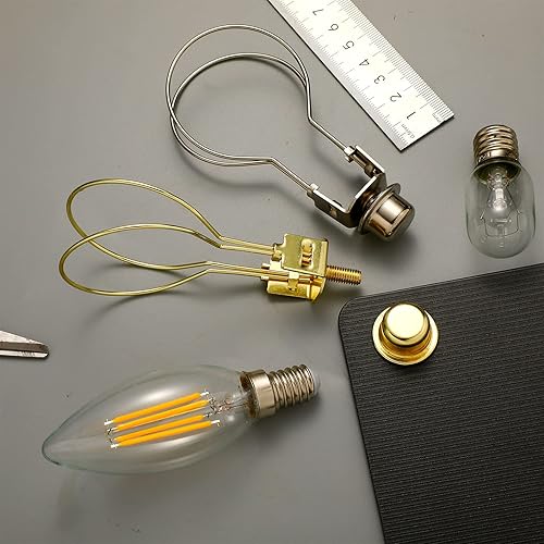 Miniatura 6 de Honoson 2 adaptadores de clip de bombilla para pantalla de lámpara, incluye remate y niveladores de pantalla para reemplazo (dorado y plateado)