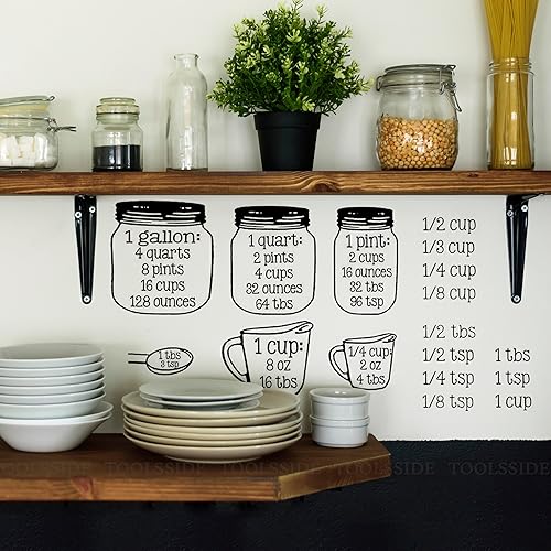 Miniatura 2 de TOOLSSIDE Medidas de la cocina. Conversor de medidas para productos a granel - Calcomanías de vinilo para cocina - Conversor de medidas métricas.