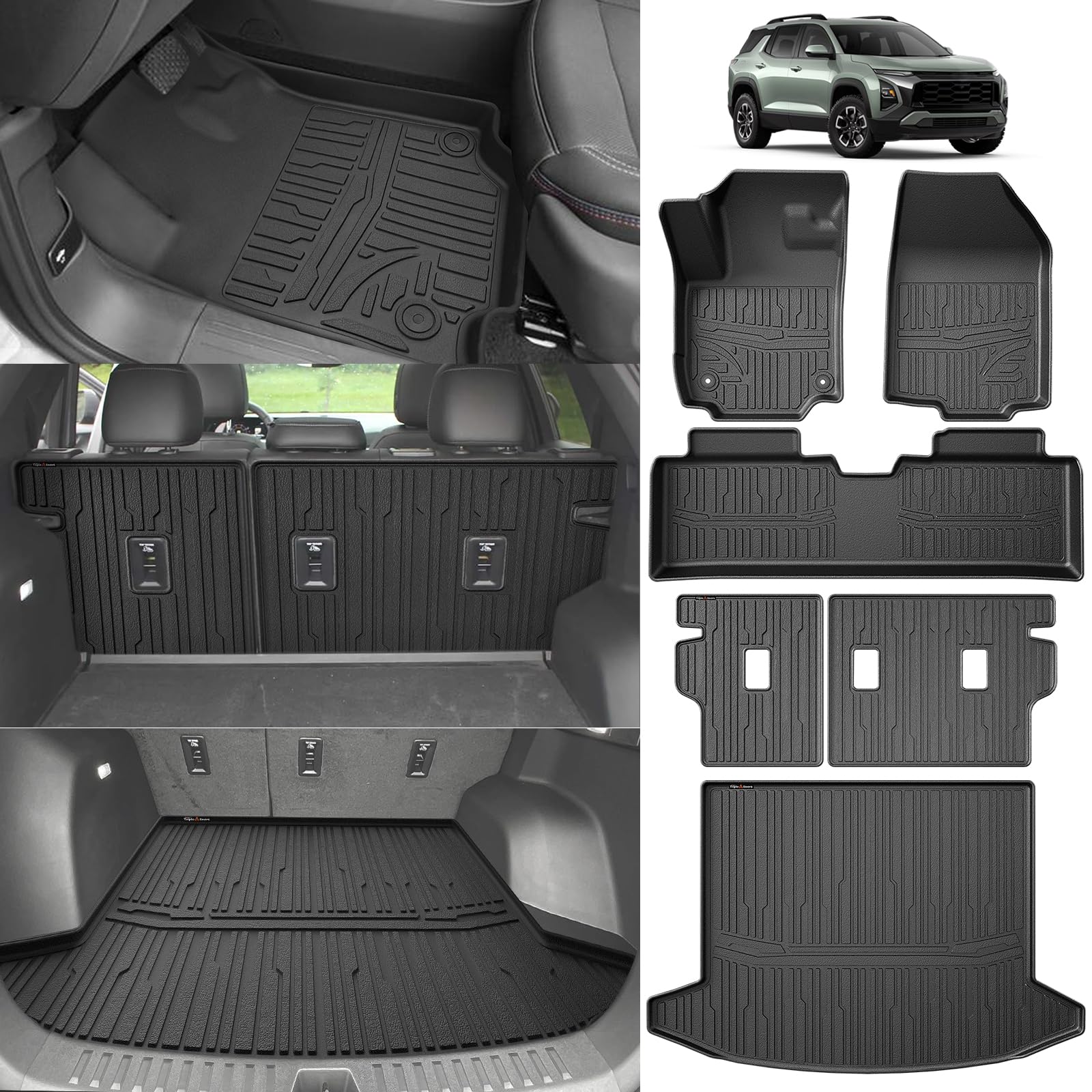 TripleAliners Floor &amp; Trunk &amp; Backrest Mats for 2025+ Chevy Equinox, NOT EV