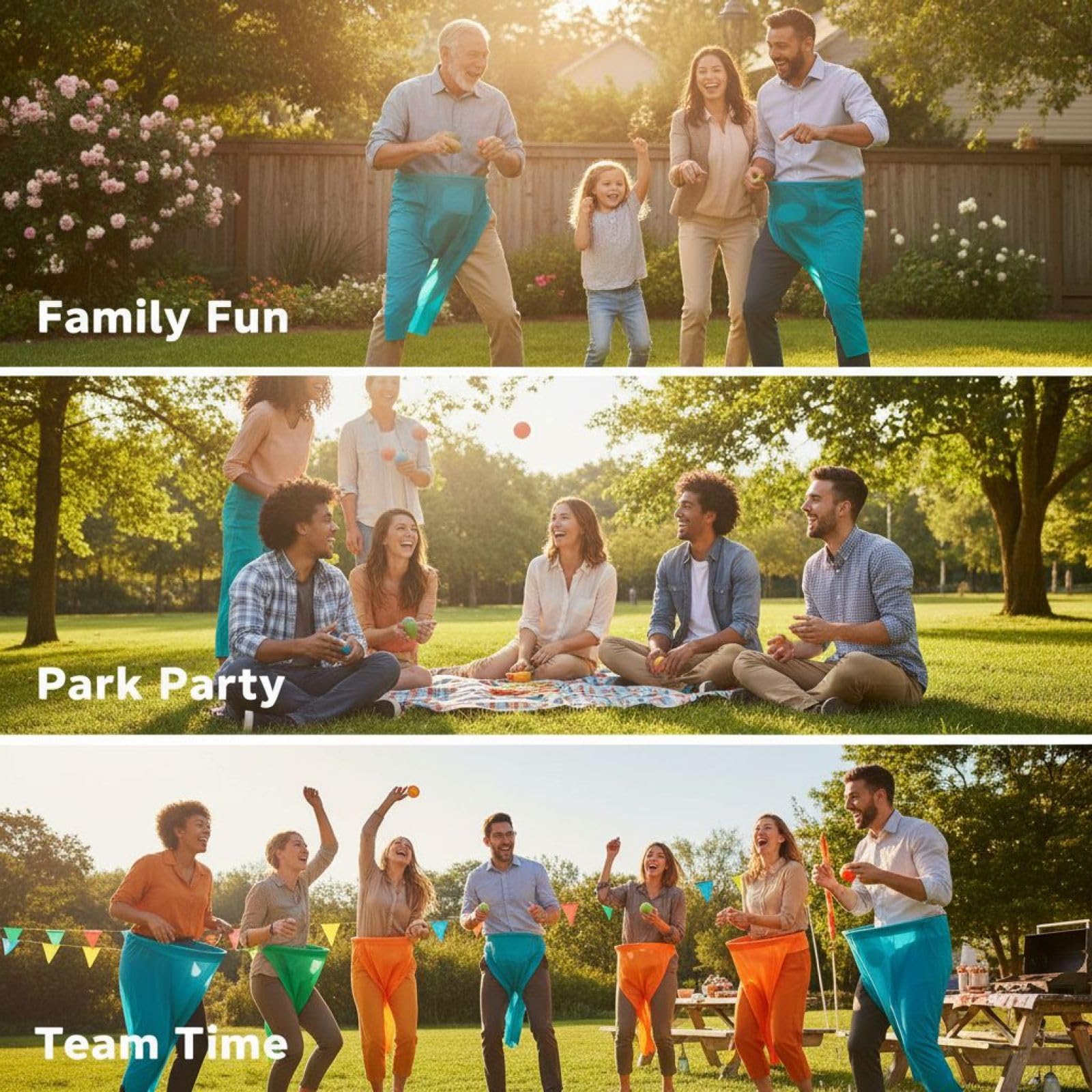Granny Pants Yard Game, riesiges Wurfspiel mit 4 hüpfenden Bällen und Luftpumpe, Familienspiel für Treffen im Freien, blau, für Garten, Hof, Picknick, Freizeit und gemeinsame Spielrunden
