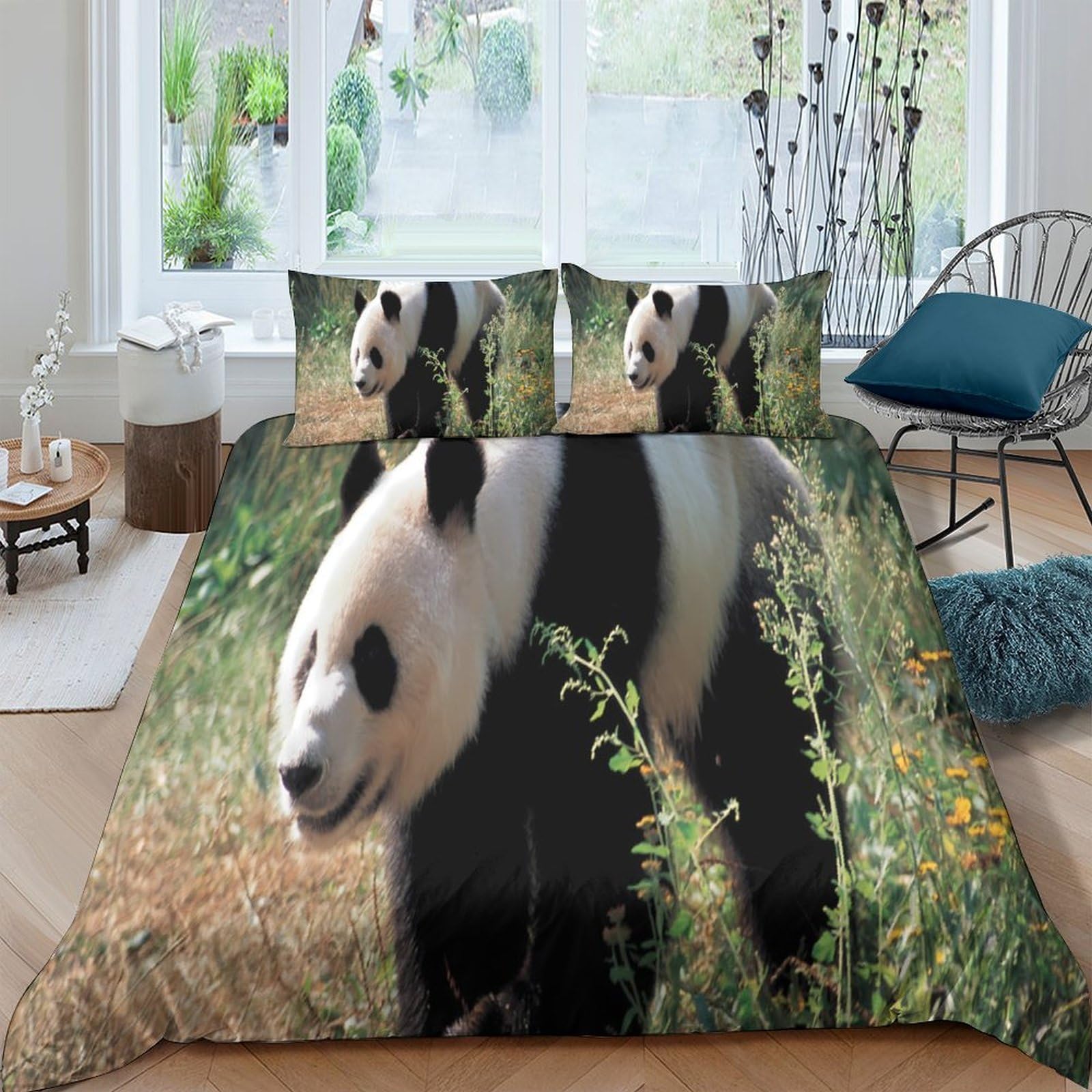 Ctjqhvkz Style-7 3D Printed Panda Forest Fitted Sheet Microfiber Soft Anti-Slip Bed Cover For Bedroom Guestroom Mattress Protection Single（135X200cm）