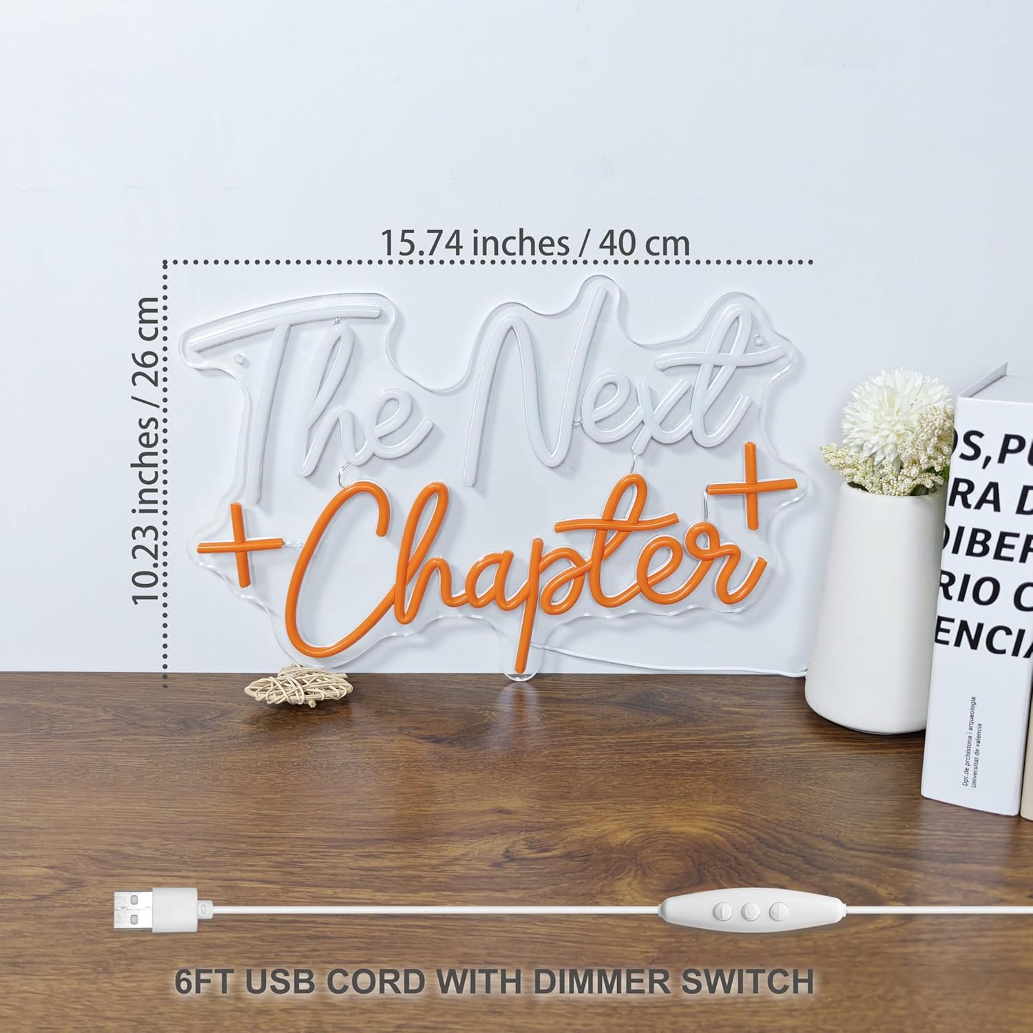 The Next Chapter LED Neon Sign Aesthetic Retro Warm White Wall Decor Inspirational Quote Light for Bedroom Dorm Room Apartment Meaningful Graduation & Housewarming Gift