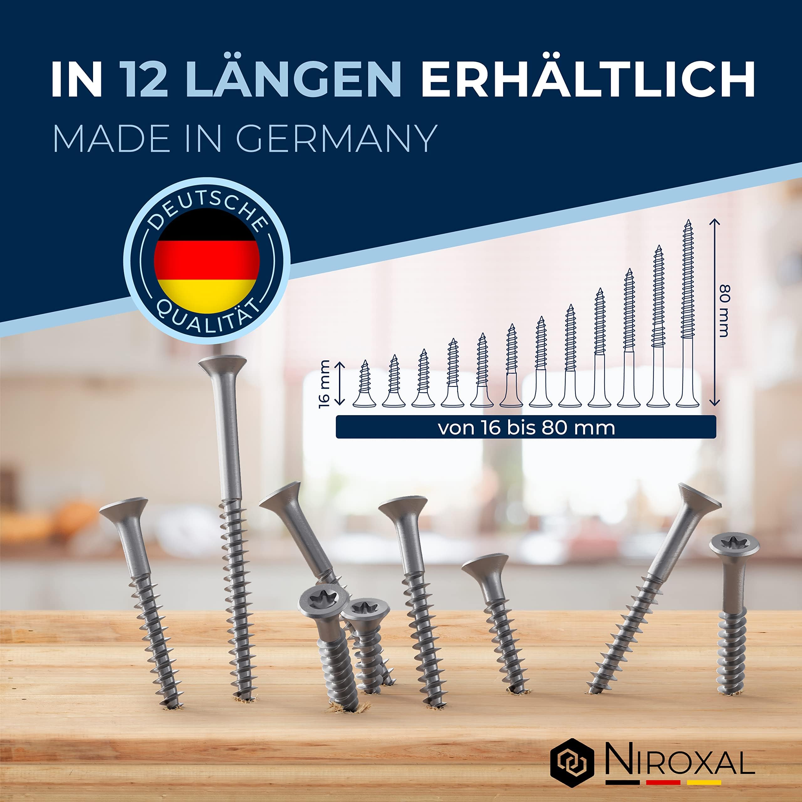 Schrauben Torx Edelstahlschrauben 4x80 Edelstahl V2A rostfrei Spanplattenschrauben für Holz Teilgewinde 4mm stark 80mm lang 800 Stück Holzschrauben Holz A2