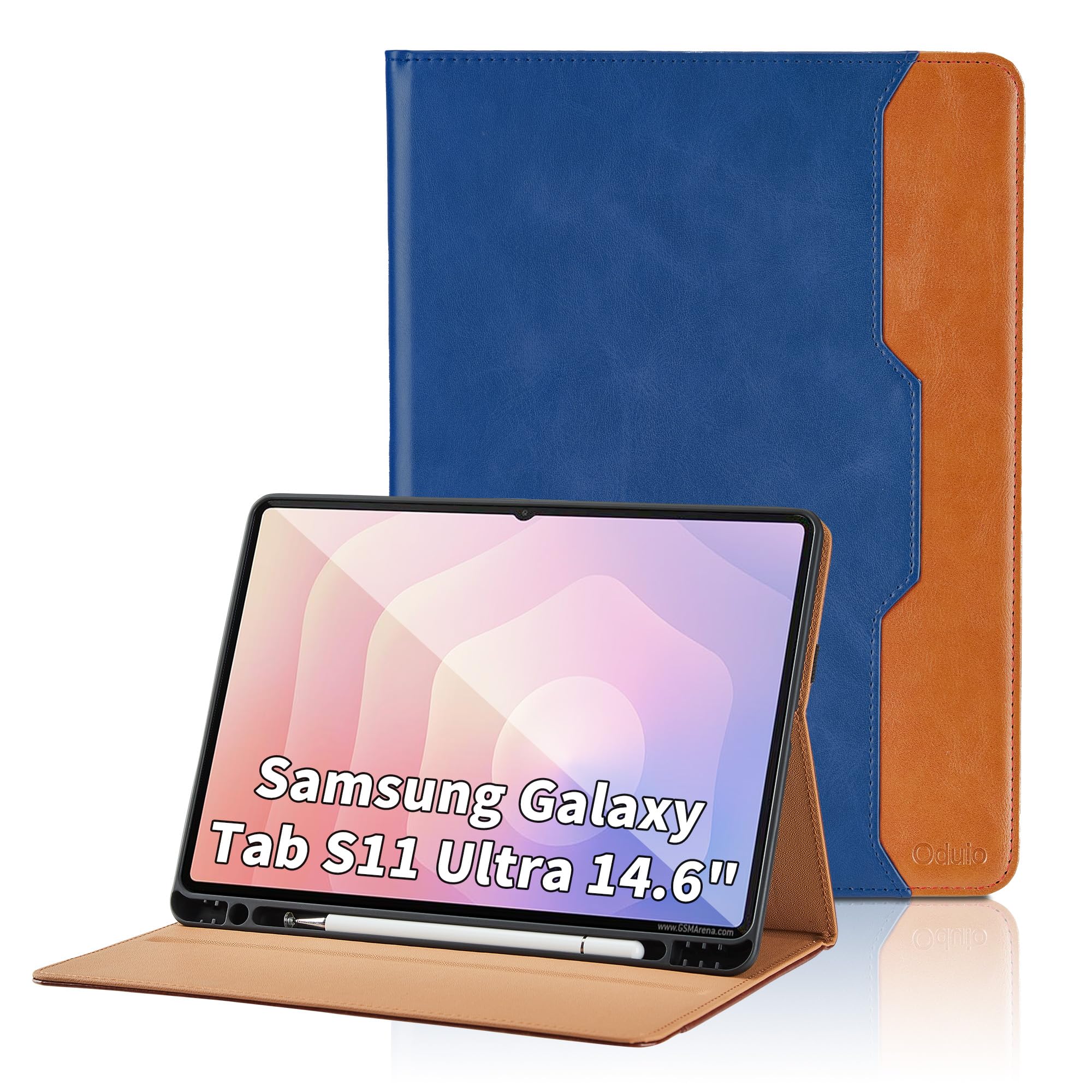 Étui Portefeuille pour Samsung Galaxy Tab S11 Ultra 2025 14,6", modèle SM-X930 / SM-X936B avec Porte-Stylo et Poche en Forme de S, étui Portefeuille Professionnel en Cuir PU avec Support pour