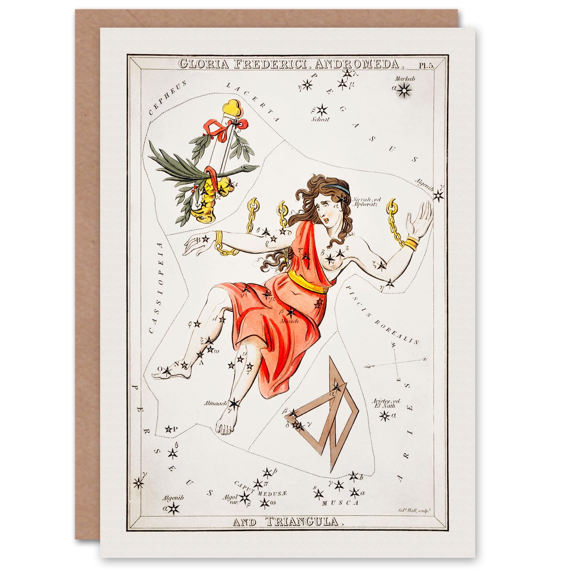 Artery8 Sidney Hall Art Card Vintage Andromeda Constellation Illustration