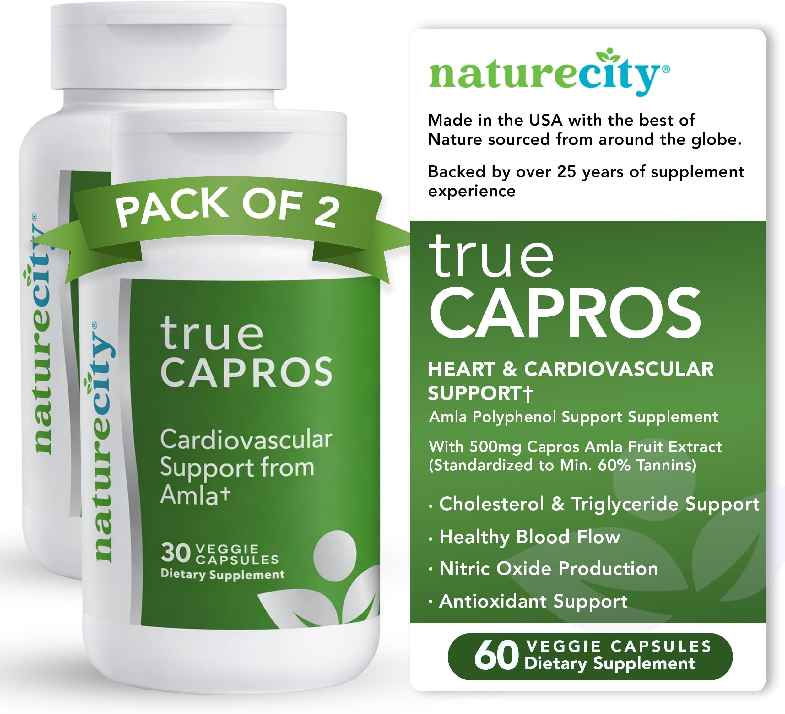 True-Capros Amla Extract Supplement, Heart Health, 60 Capsules