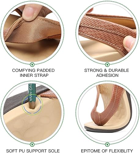 Miniatura 4 de MEGNYA Comfortable Walking Flip Flops Women, Orthopedic Sandals with Arch Support, Flat Feet Pain Relief Sandals